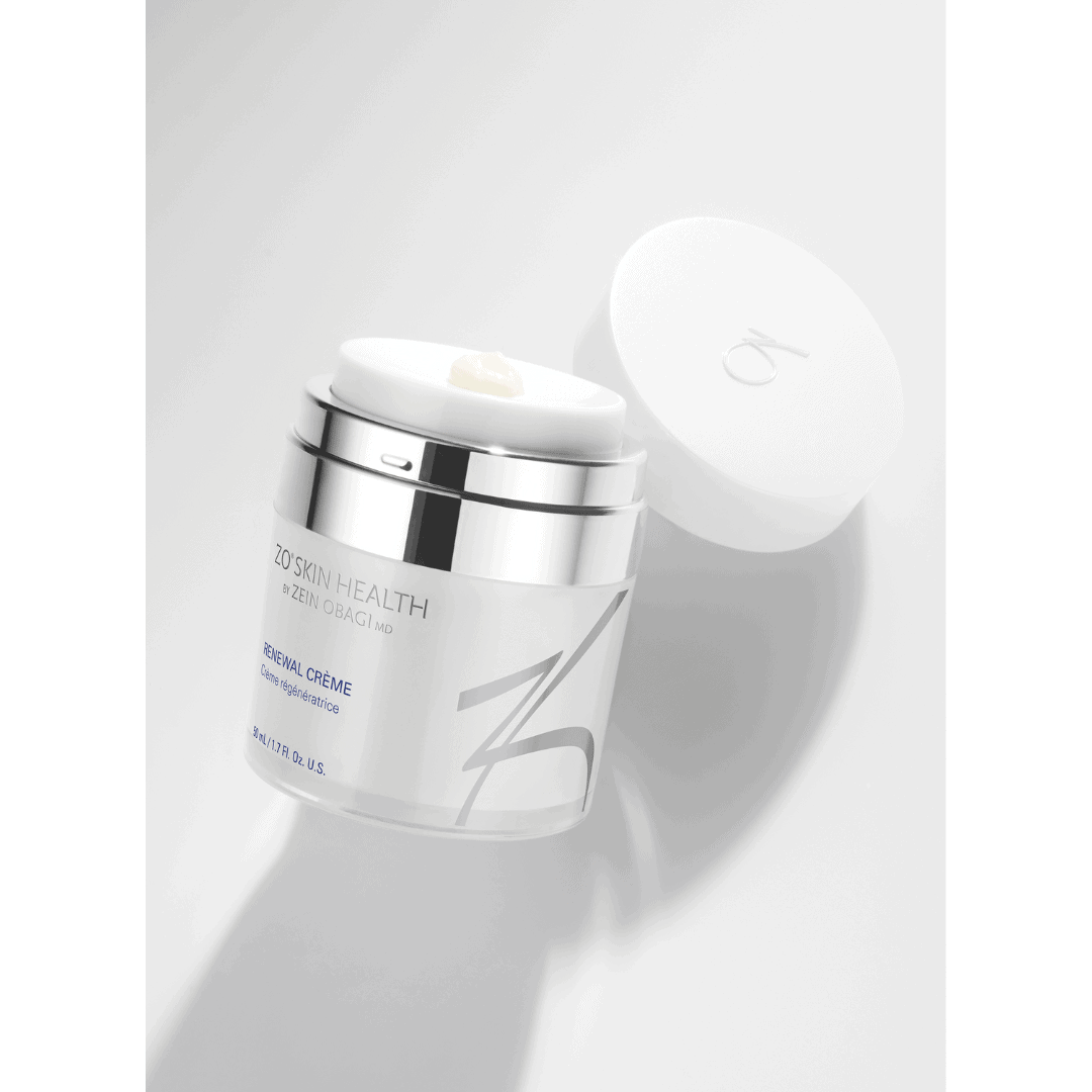 ZO Skin Health Renewal Creme angled view – lightweight anti-aging moisturizer with probiotic technology and polyglutamic acid for dry and sensitized skin