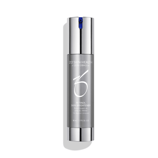 ZO Skin Health Retinol Skin Brightener 1% 50mL 1.7 fl oz – high-strength retinol brightening serum in silver pump bottle to reduce dark spots and even skin tone