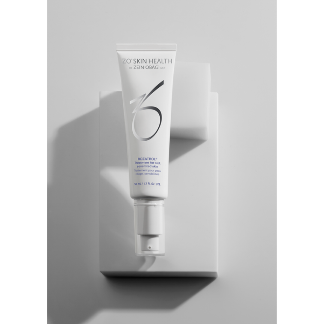 ZO Skin Health Rozatrol tube on white display block – targeted treatment for red and sensitized skin