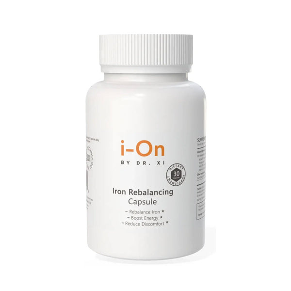i-On by Dr. Xi Iron Rebalancing Capsule bottle, Starter 30 Capsules, formulated to rebalance iron, boost energy, and reduce discomfort