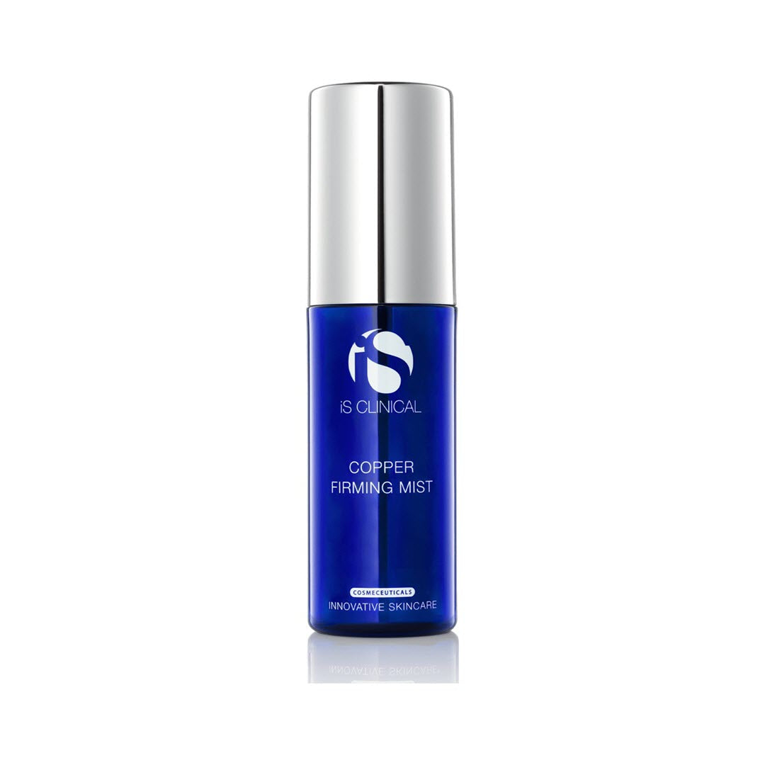 iS Clinical Copper Firming Mist bottle, 2.5 fl oz / 75 ml, a hydrating antioxidant face mist with Copper PCA