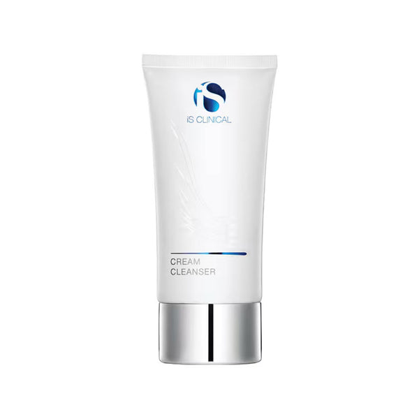 iS Clinical Cream Cleanser tube, 4.0 fl oz, a hydrating face wash with safflower seed oil and coconut oil
