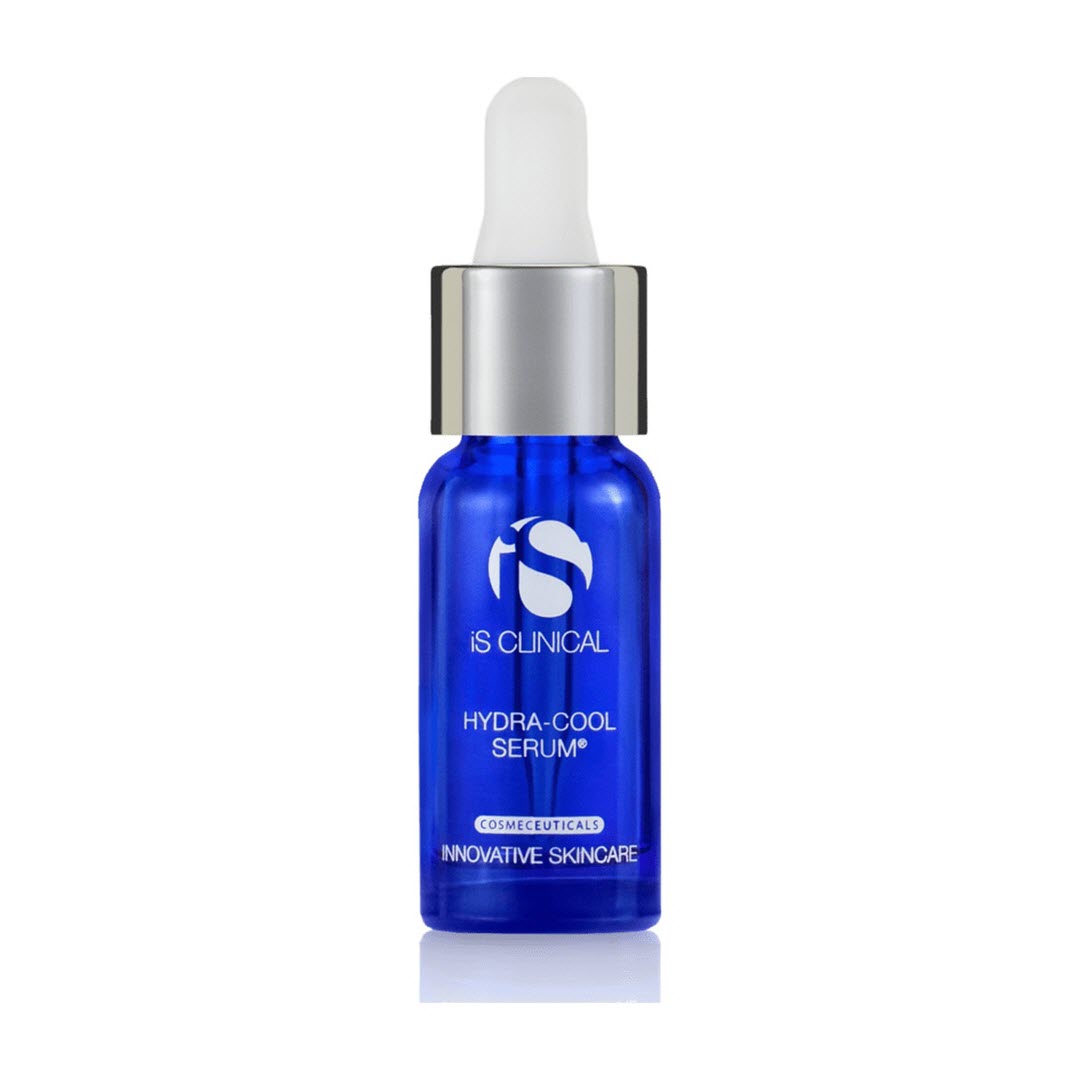 iS Clinical Hydra-Cool Serum dropper bottle, 0.5 fl oz / 15 mL, a hydrating and cooling hyaluronic acid serum