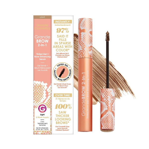 Grande Cosmetics® GrandeBROW 2-in-1 Tinted Brow Gel + Brow Enhancing Serum - 3 Shades