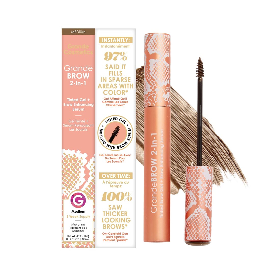 Grande Cosmetics® GrandeBROW 2-in-1 Tinted Brow Gel + Brow Enhancing Serum - 3 Shades