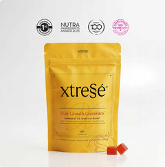 Advanced Dermatology Xtressé Nutrient Hair Growth Gummies 60 count – award-winning sugar-free strawberry hair growth gummies powered by X3-BioActive Blend with NAD+, pumpkin seed extract, taurine, and saw palmetto